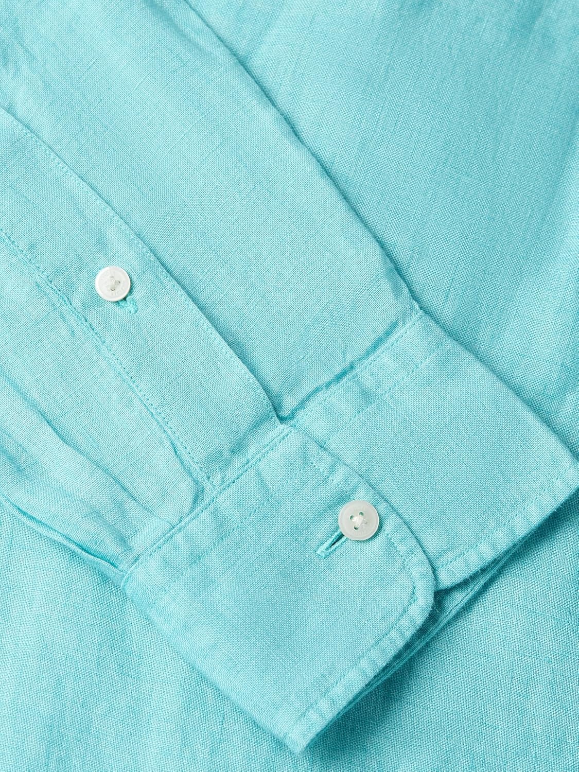 image:imageTommy Hilfiger Mens Long Sleeve Casual Linen Button Down Shirts in Regular FitArctic Aqua