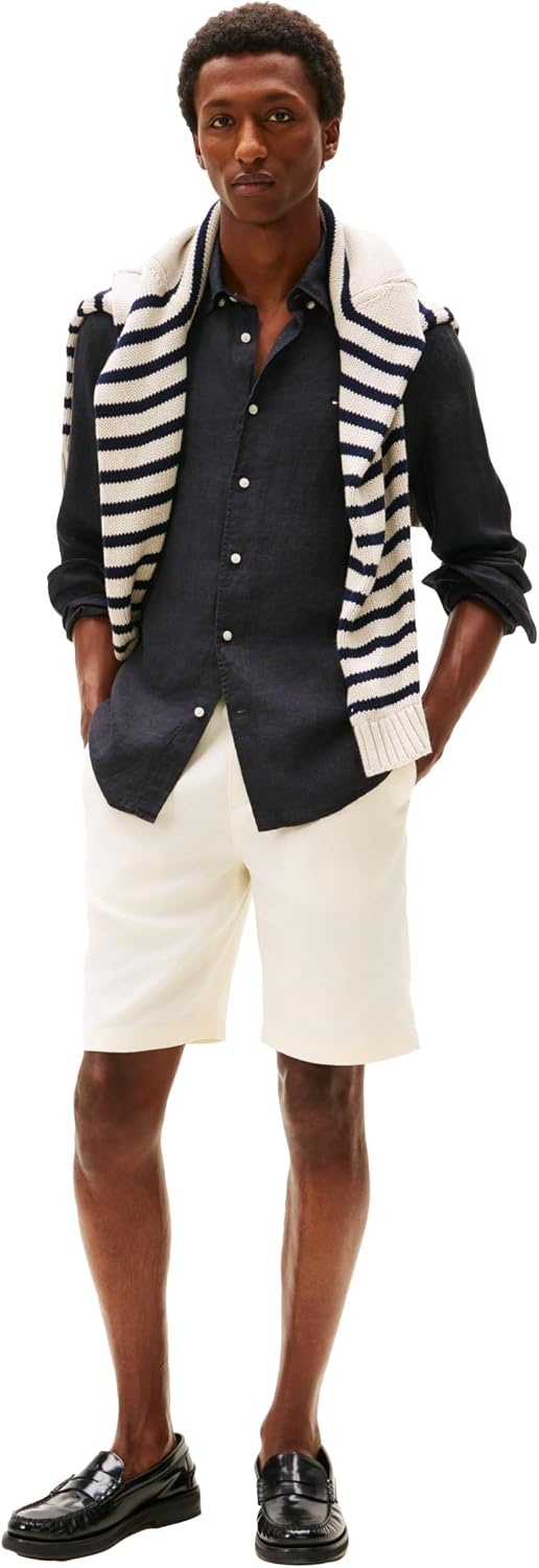 image:imageTommy Hilfiger Mens Long Sleeve Casual Linen Button Down Shirts in Regular FitBlack