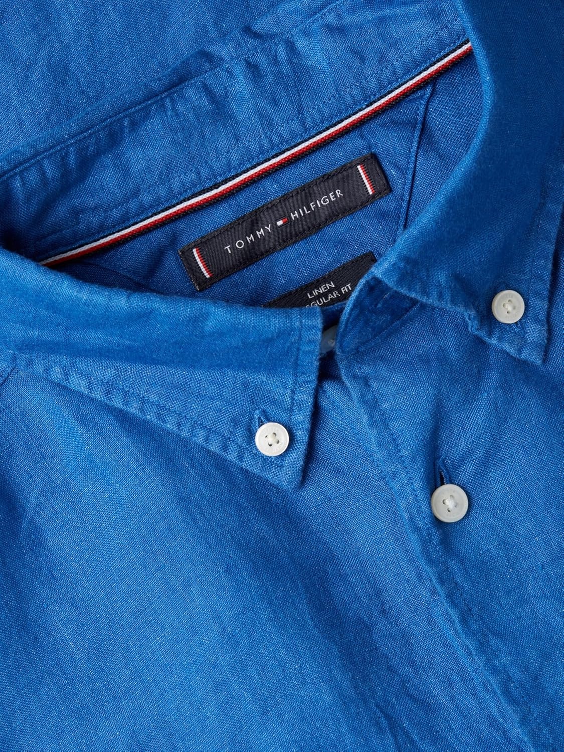 image:imageTommy Hilfiger Mens Long Sleeve Casual Linen Button Down Shirts in Regular FitBlue Orbit