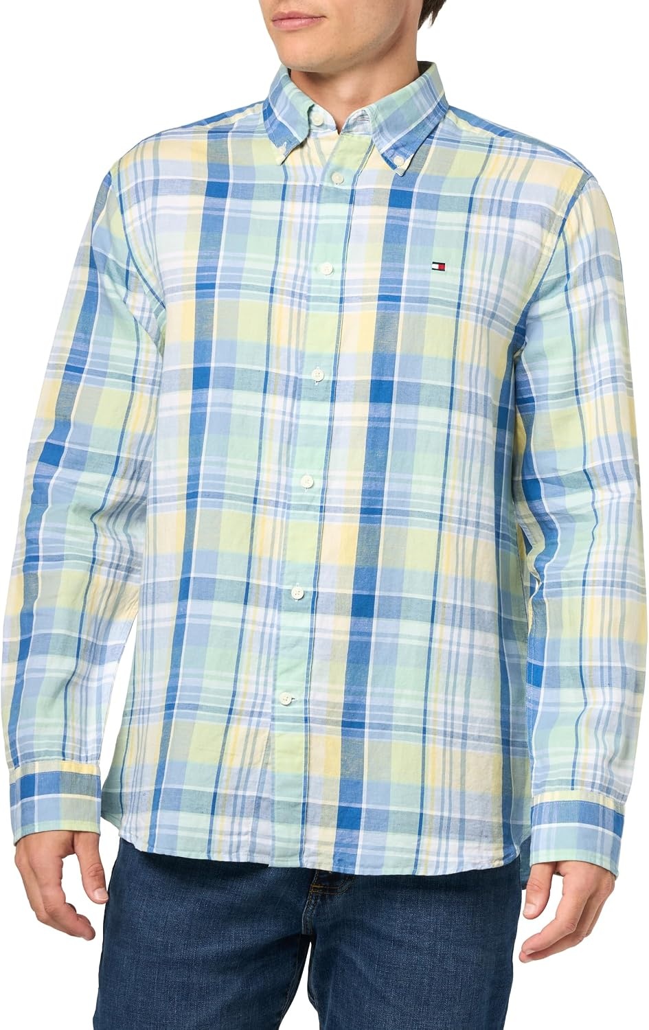 image:imageTommy Hilfiger Mens Long Sleeve Casual Linen Button Down Shirts in Regular FitCitronella Check