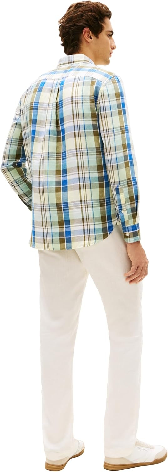 image:imageTommy Hilfiger Mens Long Sleeve Casual Linen Button Down Shirts in Regular FitCitronella Check