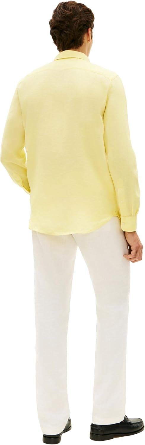 image:imageTommy Hilfiger Mens Long Sleeve Casual Linen Button Down Shirts in Regular FitCitronella