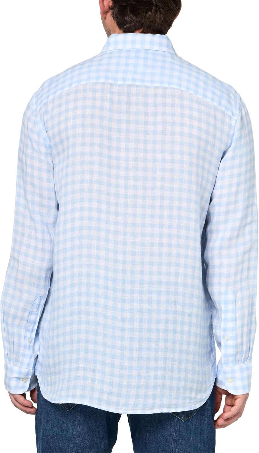 image:imageTommy Hilfiger Mens Long Sleeve Casual Linen Button Down Shirts in Regular FitSweet Blue Check