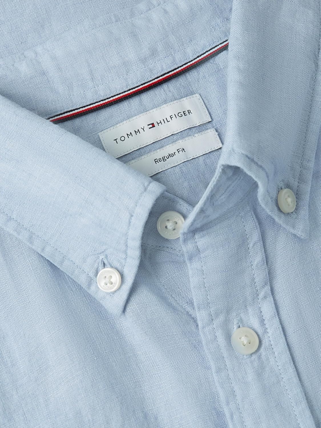image:imageTommy Hilfiger Mens Long Sleeve Casual Linen Button Down Shirts in Regular FitSweet Blue