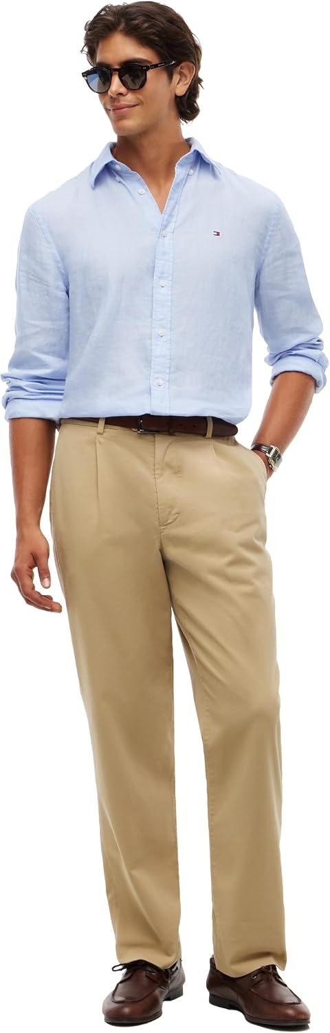 image:imageTommy Hilfiger Mens Long Sleeve Casual Linen Button Down Shirts in Regular FitSweet Blue