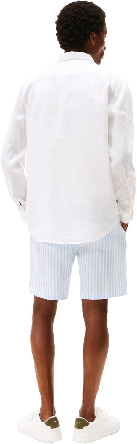image:imageTommy Hilfiger Mens Long Sleeve Casual Linen Button Down Shirts in Regular FitWhite