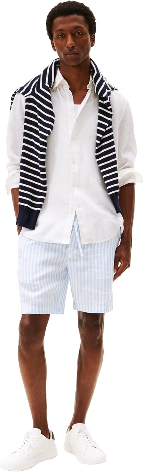 image:imageTommy Hilfiger Mens Long Sleeve Casual Linen Button Down Shirts in Regular FitWhite