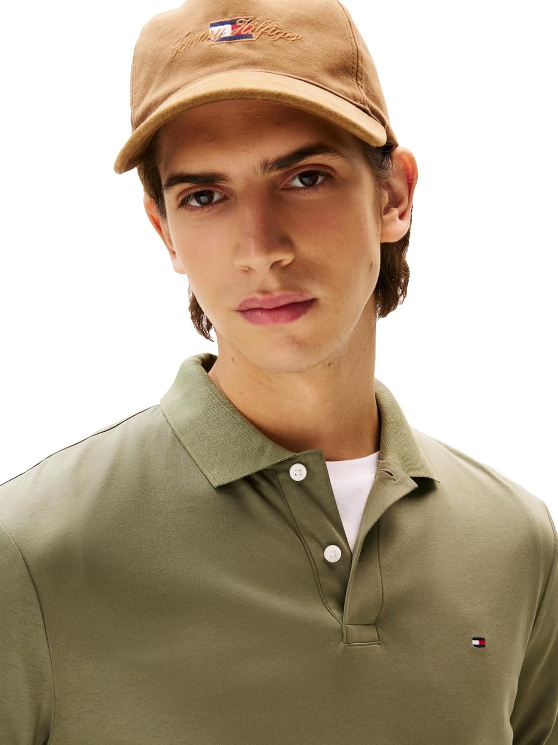 image:imageTommy Hilfiger Mens Long Sleeve Casual Polo Shirts in Regular Fit with Liquid CottonBattle Green