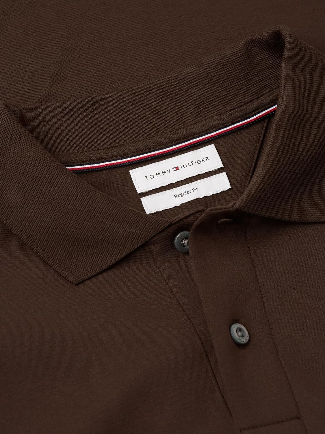 image:imageTommy Hilfiger Mens Long Sleeve Casual Polo Shirts in Regular Fit with Liquid CottonChocolate