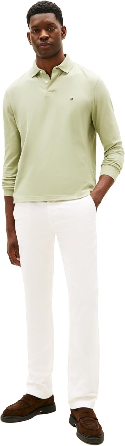 image:imageTommy Hilfiger Mens Long Sleeve Casual Polo Shirts in Regular Fit with Liquid CottonEarth Sage