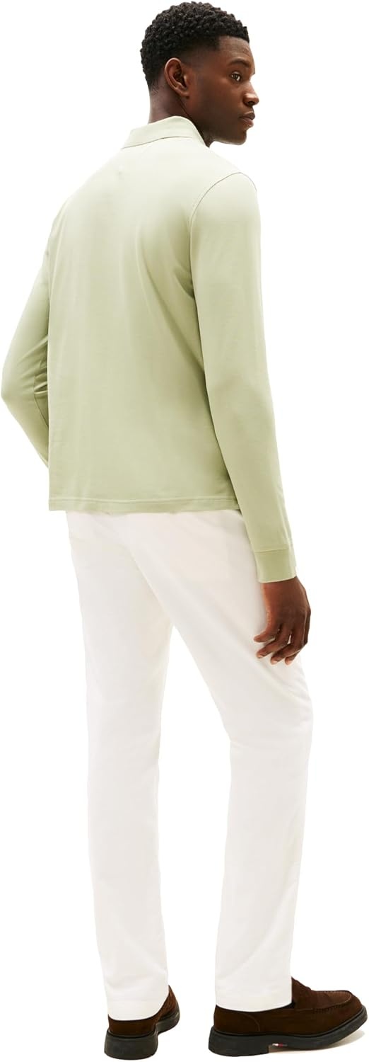 image:imageTommy Hilfiger Mens Long Sleeve Casual Polo Shirts in Regular Fit with Liquid CottonEarth Sage