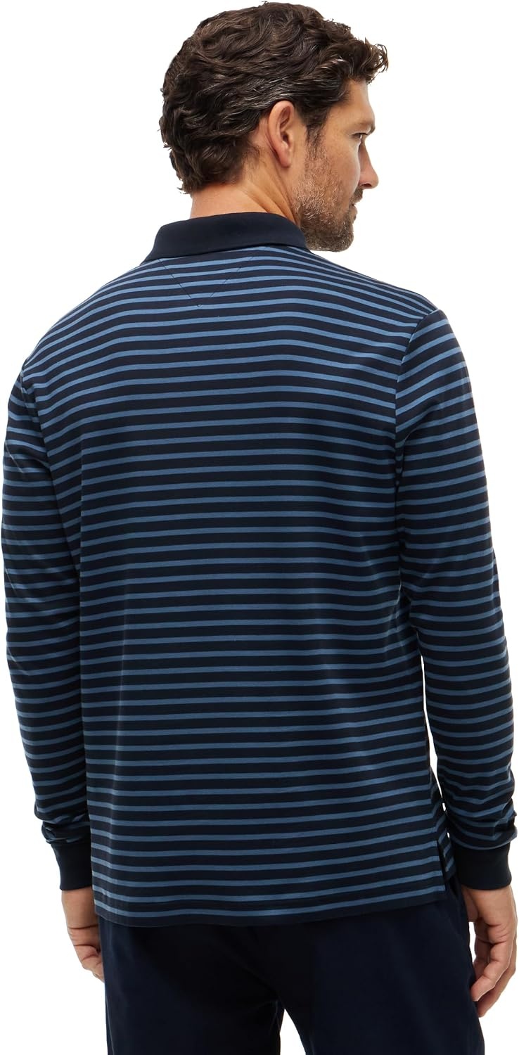 image:imageTommy Hilfiger Mens Long Sleeve Casual Polo Shirts in Regular Fit with Liquid CottonNavy Blue Aegean Sea