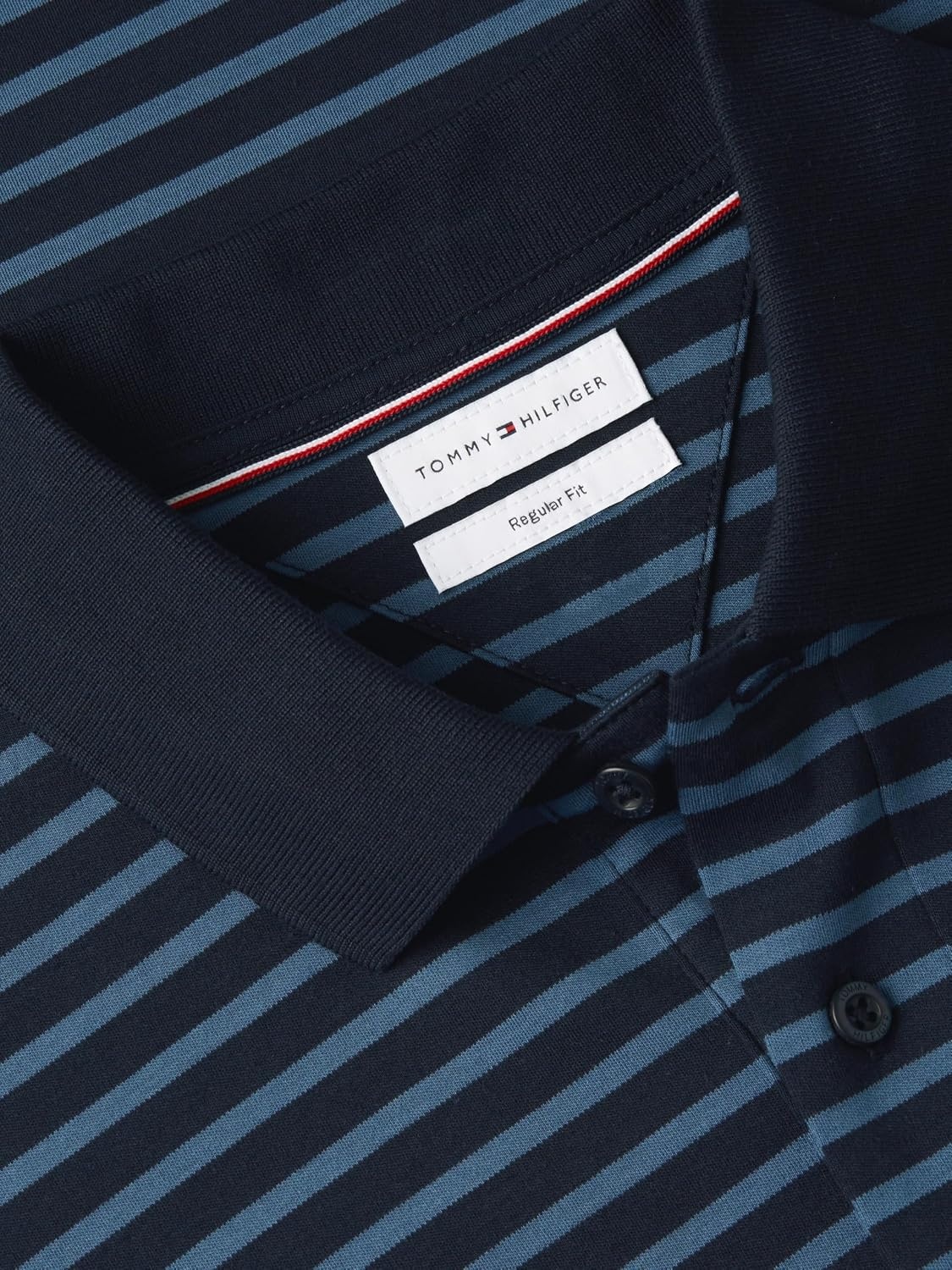 image:imageTommy Hilfiger Mens Long Sleeve Casual Polo Shirts in Regular Fit with Liquid CottonNavy Blue Aegean Sea