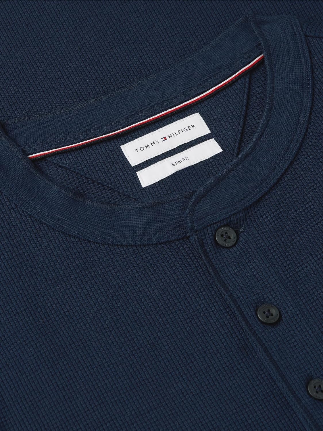 image:imageTommy Hilfiger Mens Long Sleeve Cotton Henley Shirt with StretchCarbon Navy