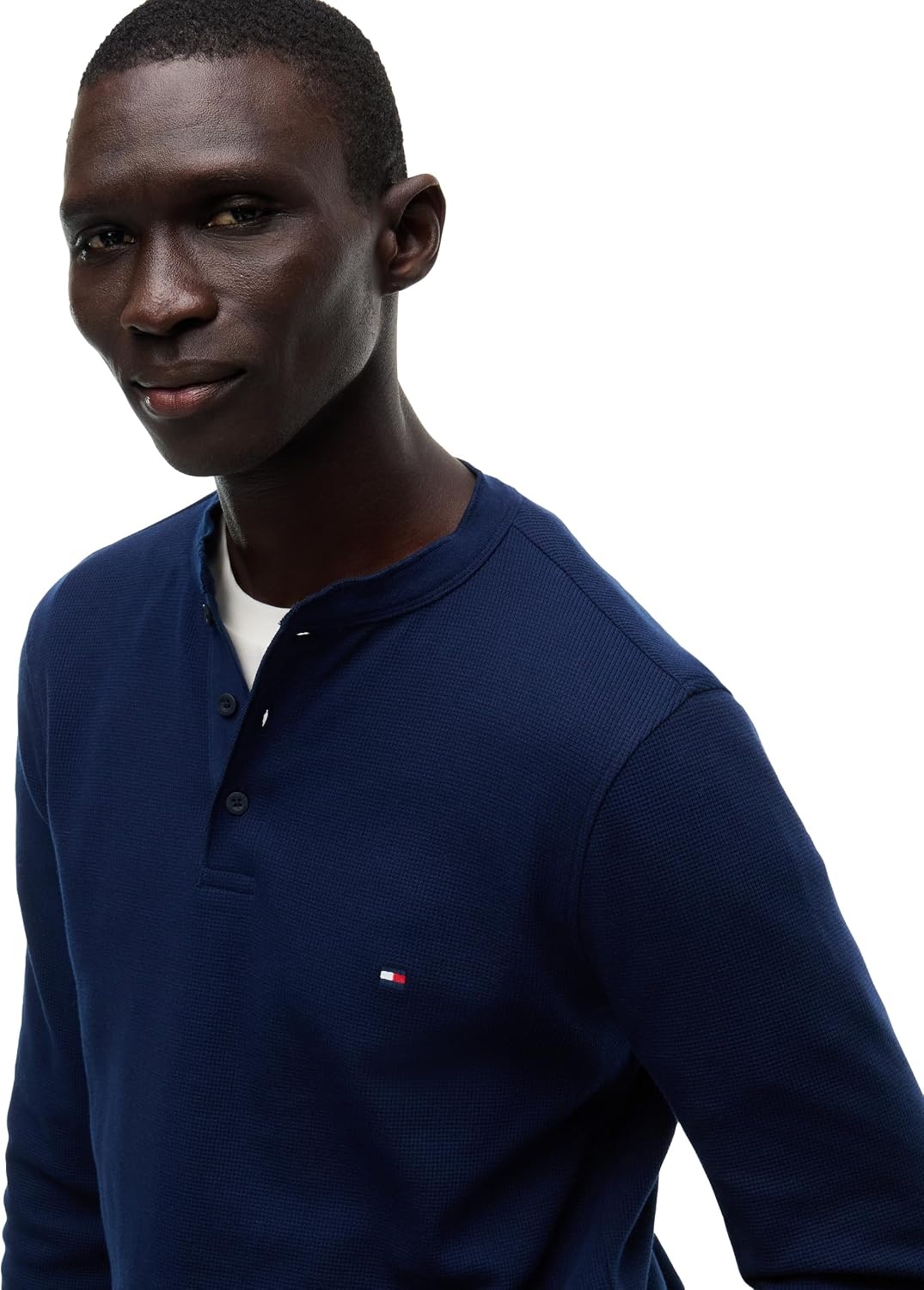 image:imageTommy Hilfiger Mens Long Sleeve Cotton Henley Shirt with StretchCarbon Navy