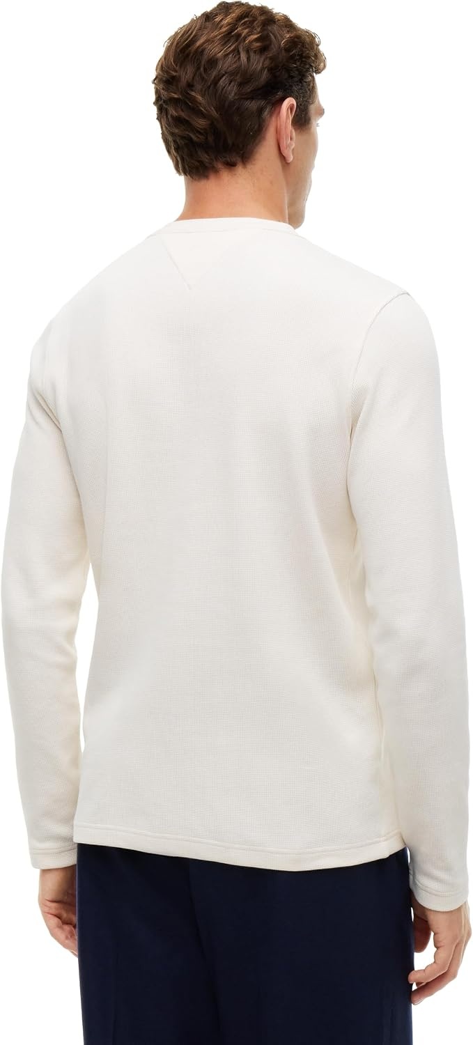 image:imageTommy Hilfiger Mens Long Sleeve Cotton Henley Shirt with StretchIvory Petal