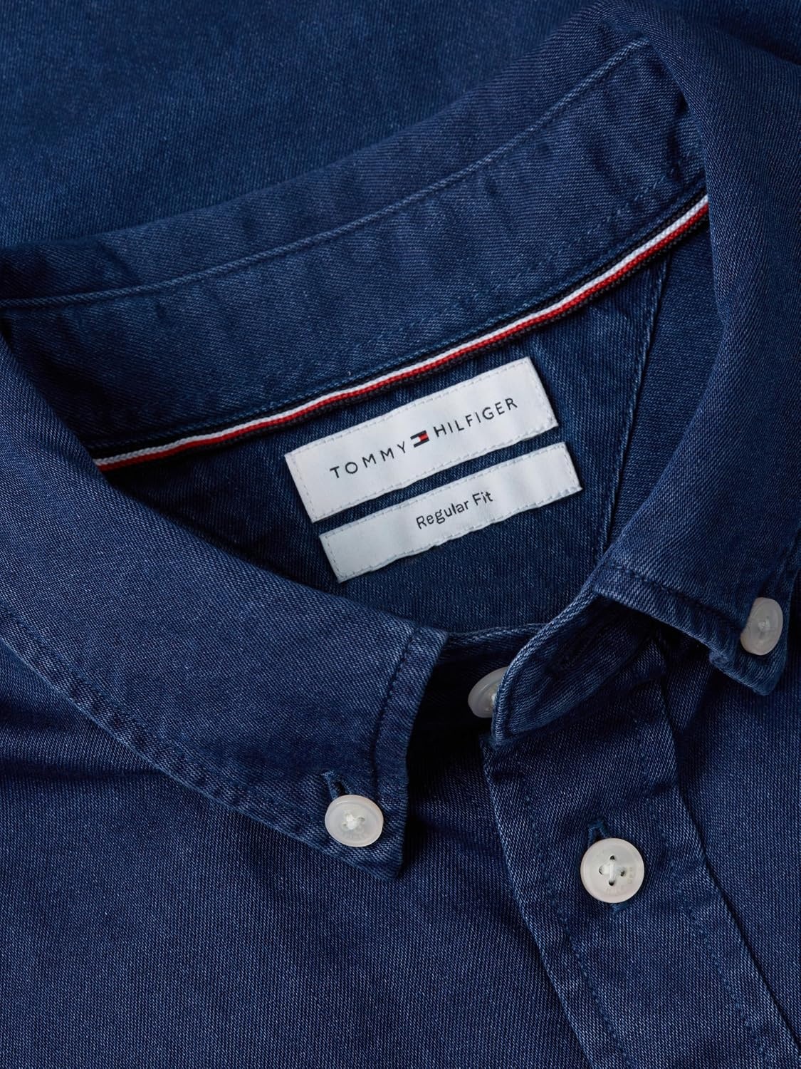 image:imageTommy Hilfiger Mens Long Sleeve Denim Shirt in Regular Fit Mens Button Down ShirtsDark Blue Chambray