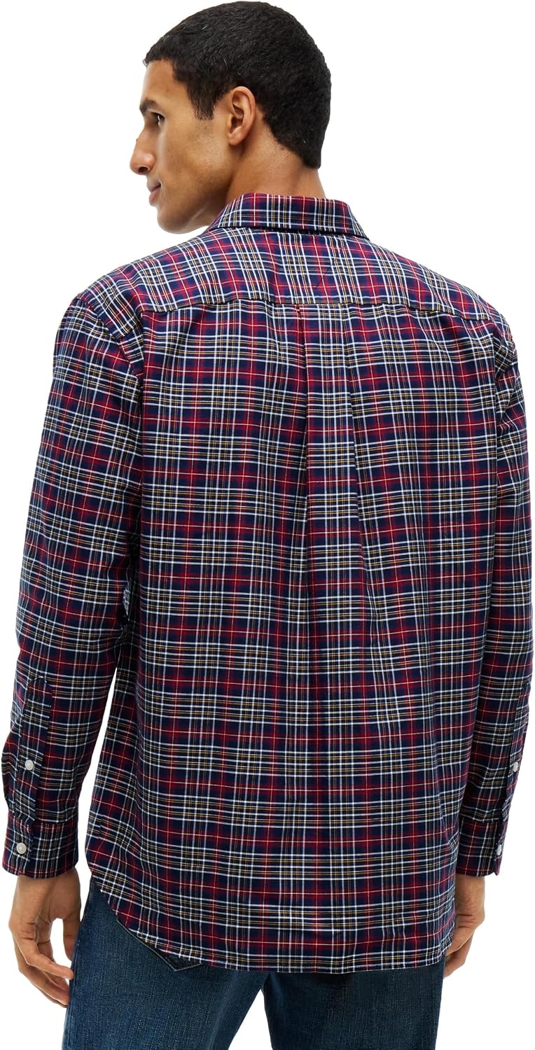 image:imageTommy Hilfiger Mens Long Sleeve Oxford Shirts in Relaxed FitRich Navy Check