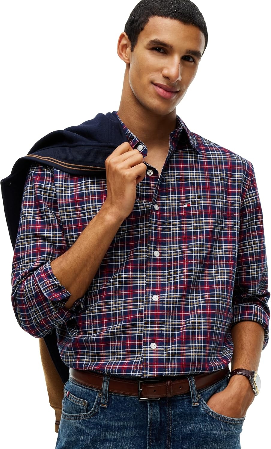 image:imageTommy Hilfiger Mens Long Sleeve Oxford Shirts in Relaxed FitRich Navy Check