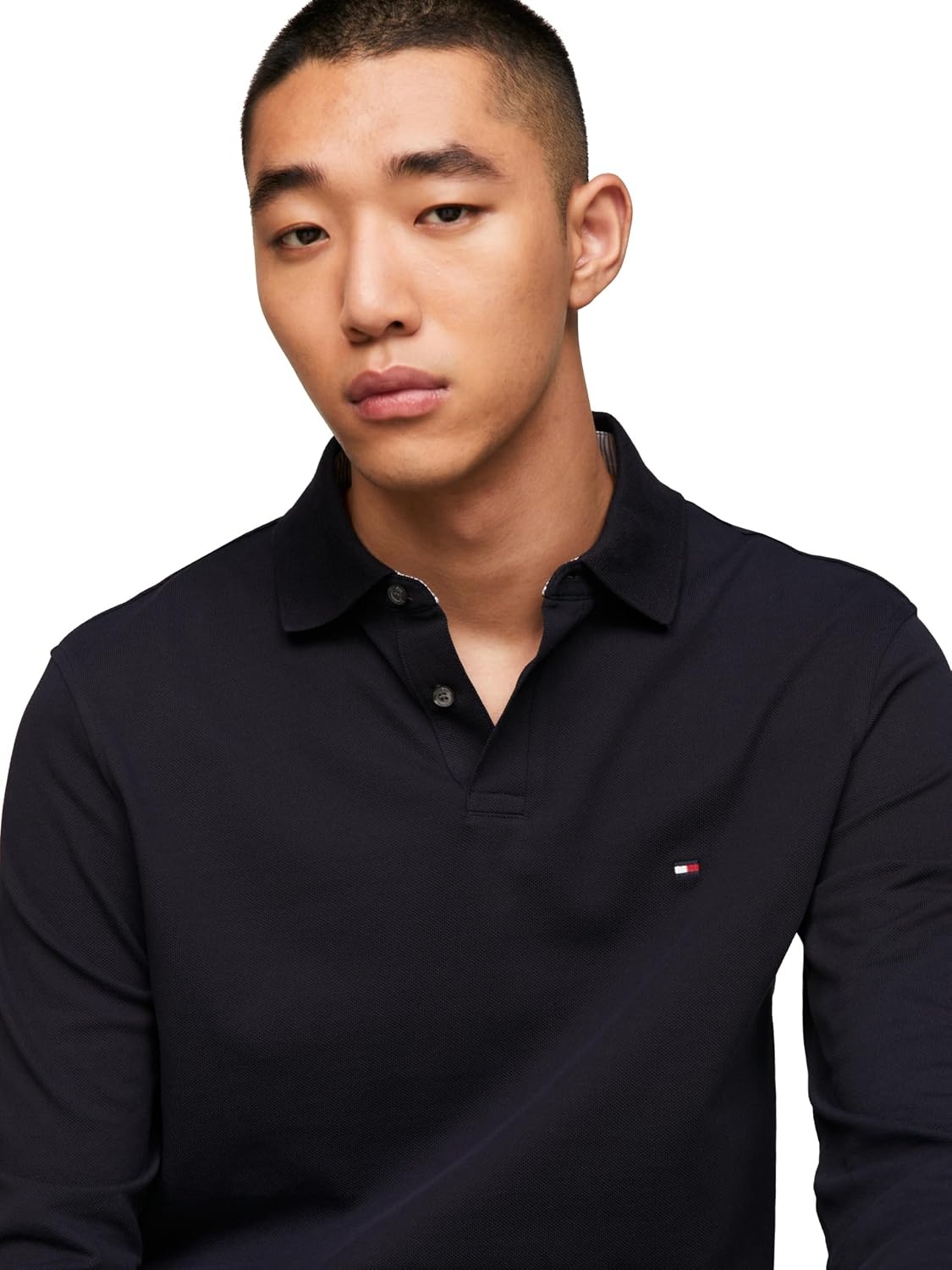 image:imageTommy Hilfiger Mens Long Sleeve Polo Shirts in Regular Fit with Stretch and Organic Pique CottonDesert Sky