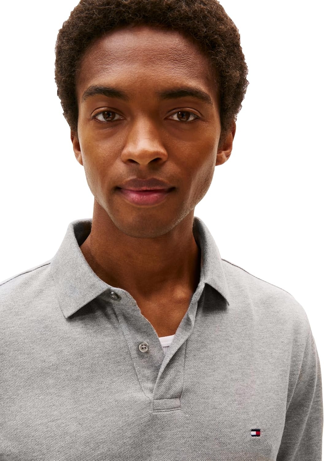 image:imageTommy Hilfiger Mens Long Sleeve Polo Shirts in Regular Fit with Stretch and Organic Pique CottonMedium Grey Heather