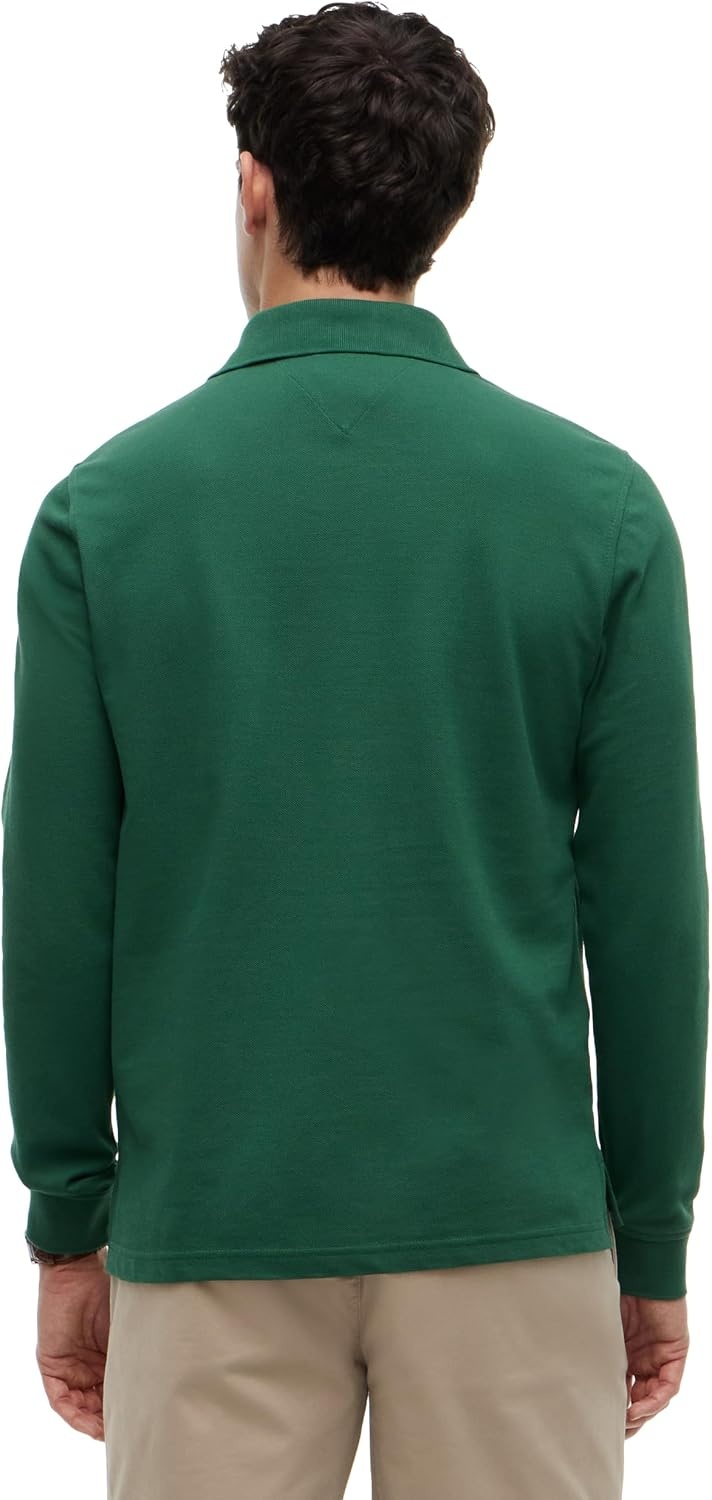image:imageTommy Hilfiger Mens Long Sleeve Polo Shirts in Regular Fit with Stretch and Organic Pique CottonStreet Green