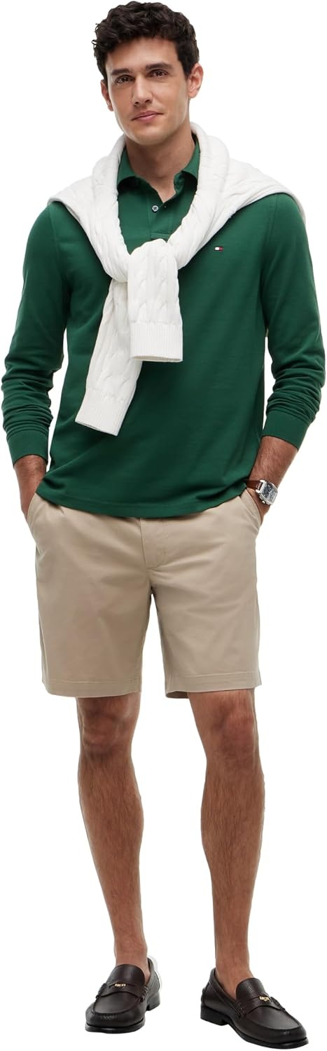 image:imageTommy Hilfiger Mens Long Sleeve Polo Shirts in Regular Fit with Stretch and Organic Pique CottonStreet Green