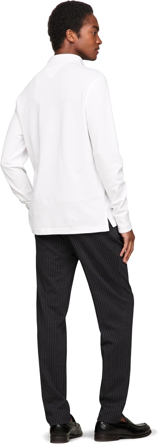 image:imageTommy Hilfiger Mens Long Sleeve Polo Shirts in Regular Fit with Stretch and Organic Pique CottonWhite