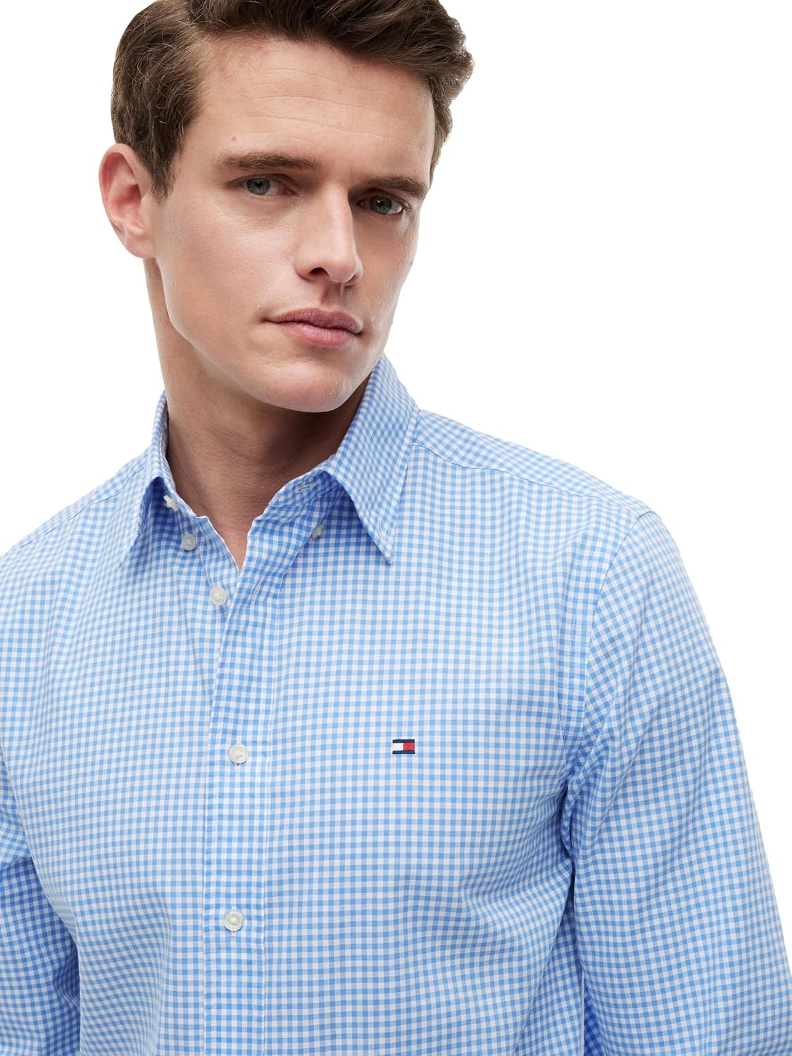 image:imageTommy Hilfiger Mens Long Sleeve Poplin Shirts in Regular Fit Mens Button Down Shirts Also Available in Big and TallBlue Spell Check