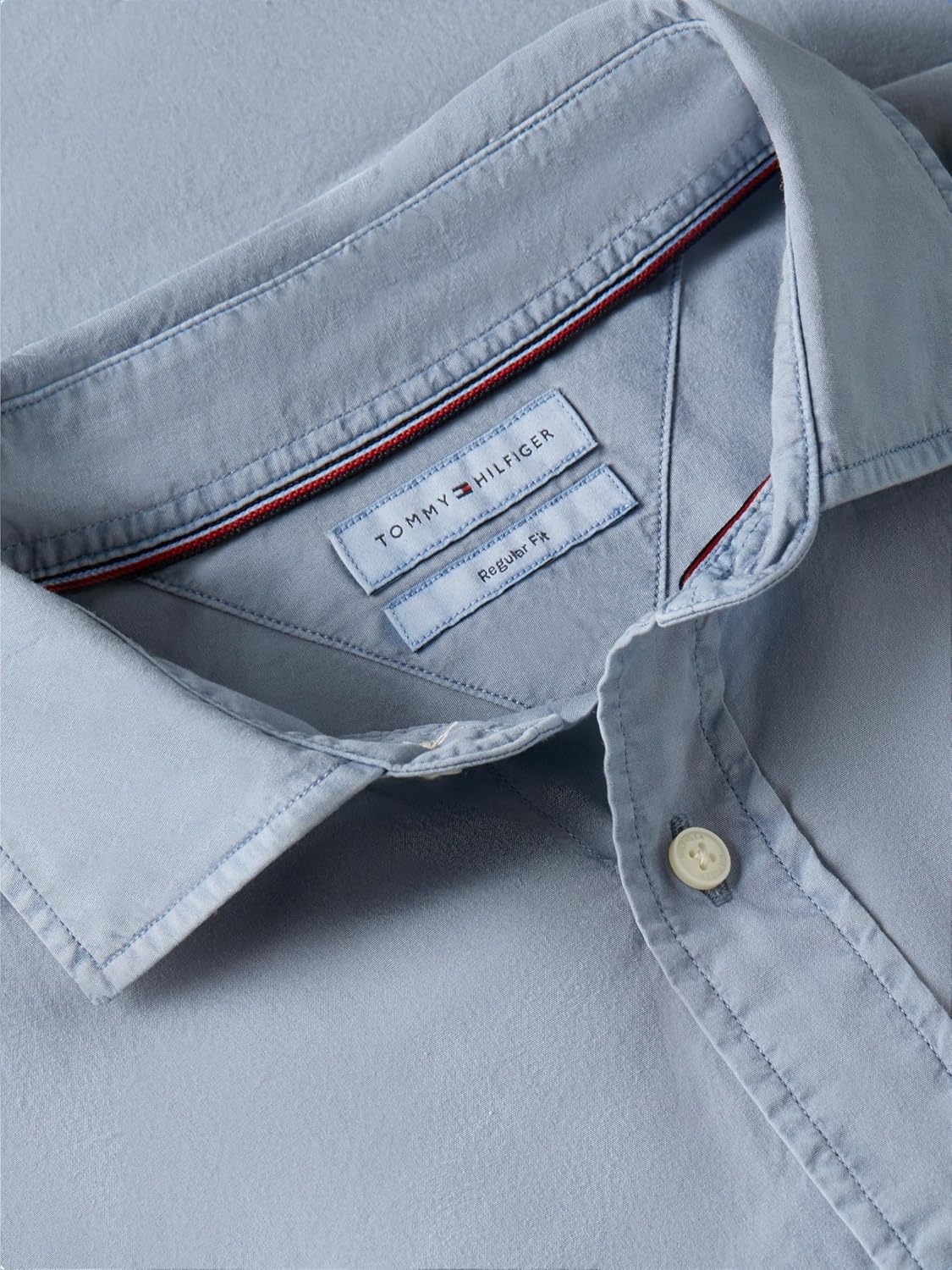 image:imageTommy Hilfiger Mens Long Sleeve Poplin Shirts in Regular Fit Mens Button Down Shirts Also Available in Big and TallBrisk Blue