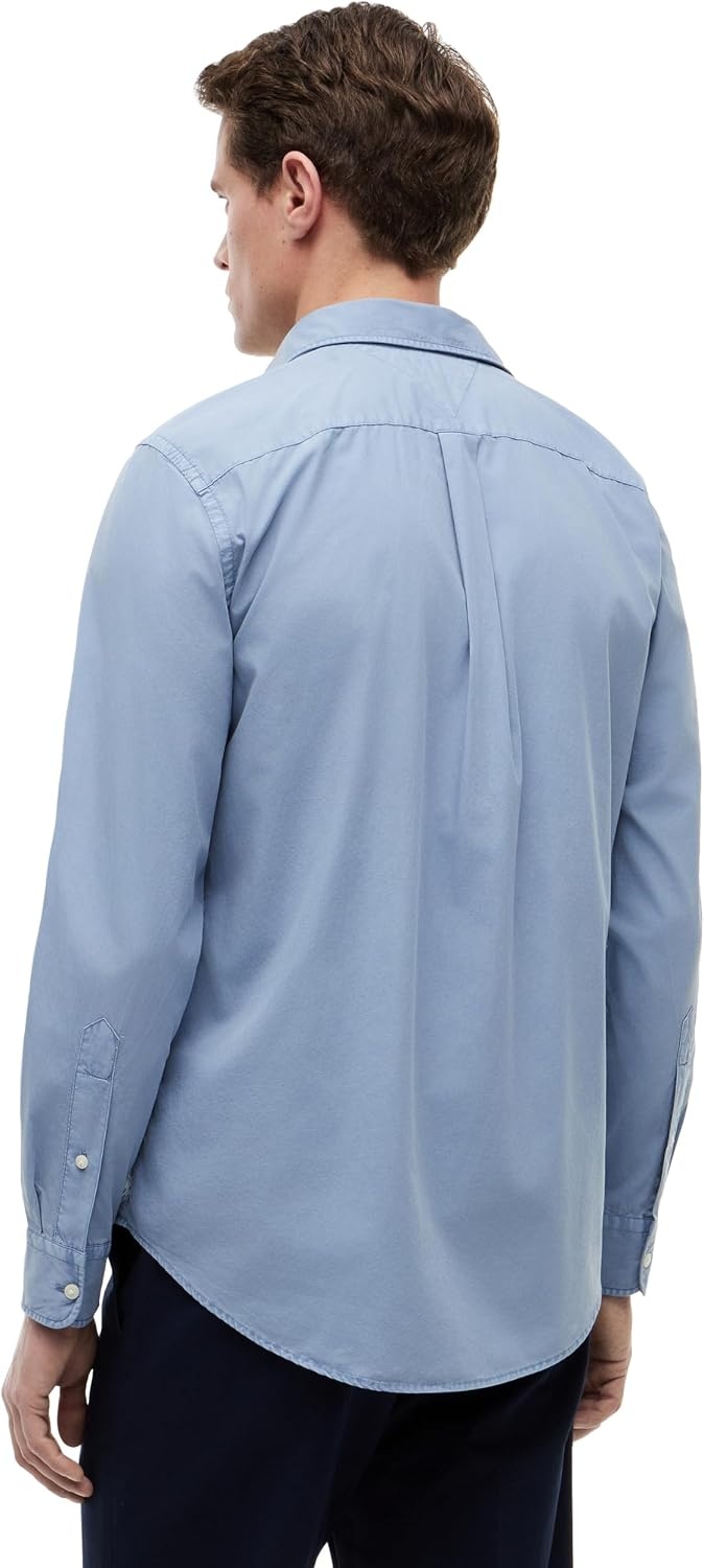 image:imageTommy Hilfiger Mens Long Sleeve Poplin Shirts in Regular Fit Mens Button Down Shirts Also Available in Big and TallBrisk Blue