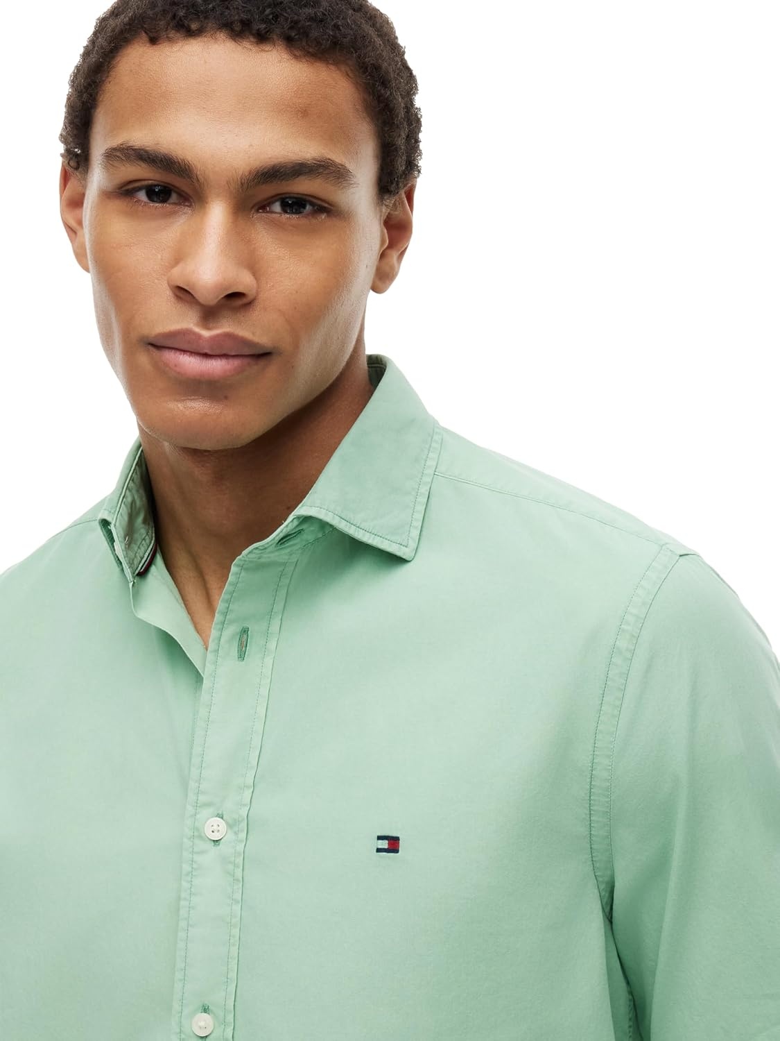 image:imageTommy Hilfiger Mens Long Sleeve Poplin Shirts in Regular Fit Mens Button Down Shirts Also Available in Big and TallCut Grass