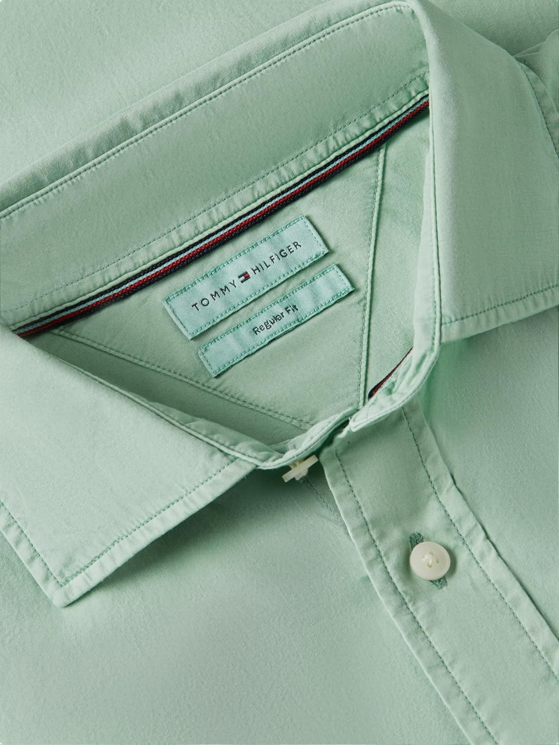 image:imageTommy Hilfiger Mens Long Sleeve Poplin Shirts in Regular Fit Mens Button Down Shirts Also Available in Big and TallCut Grass
