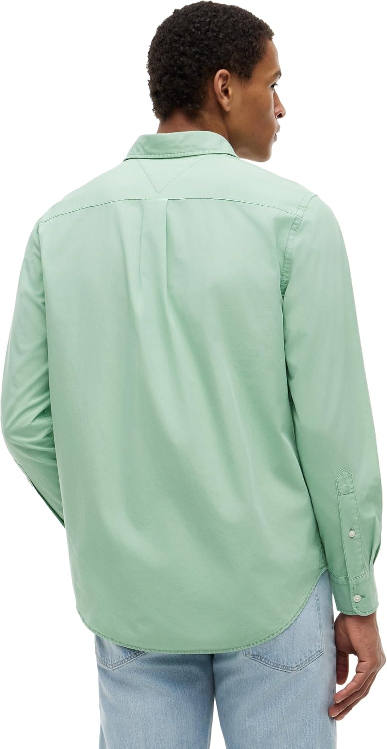 image:imageTommy Hilfiger Mens Long Sleeve Poplin Shirts in Regular Fit Mens Button Down Shirts Also Available in Big and TallCut Grass