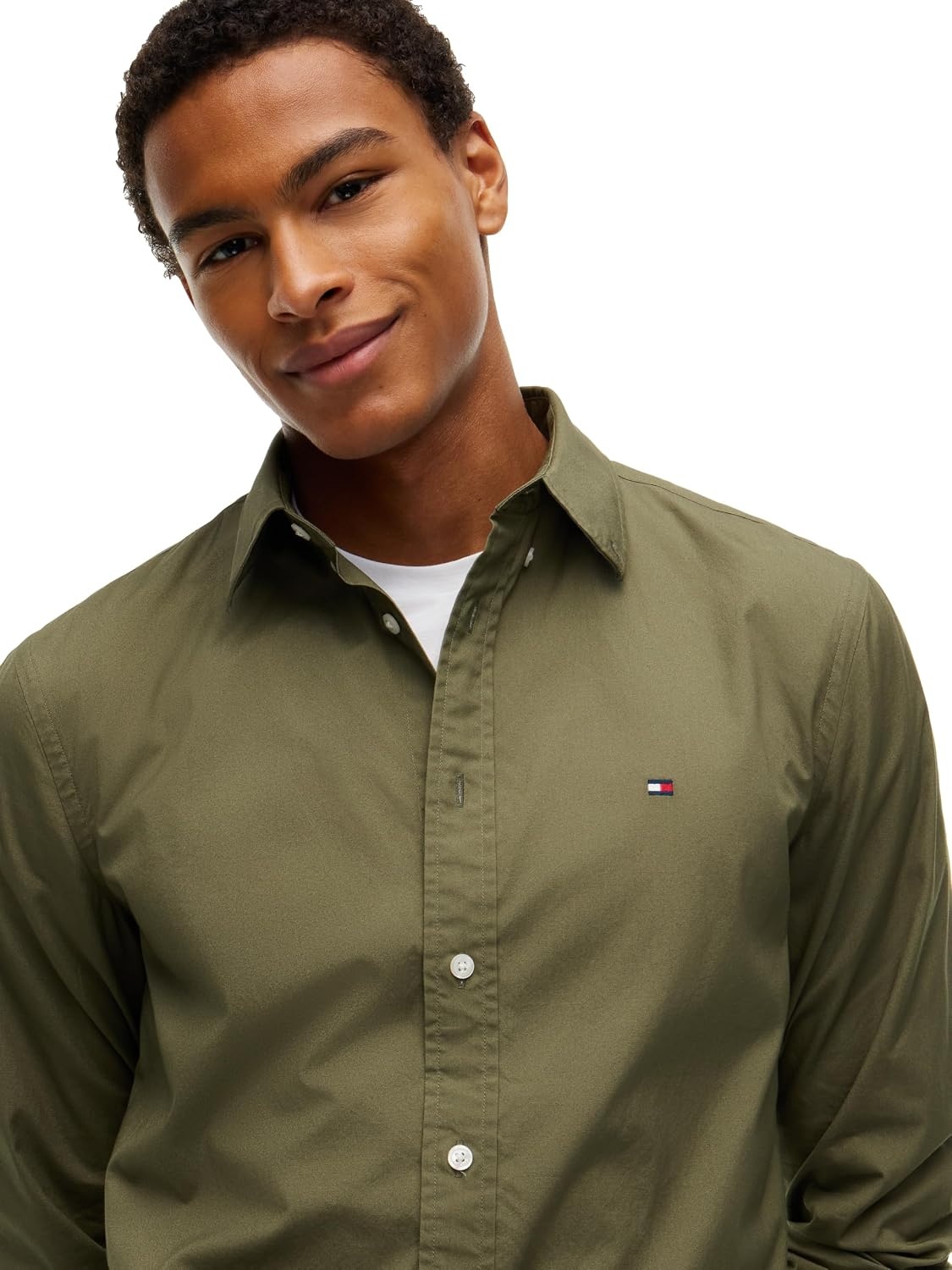 image:imageTommy Hilfiger Mens Long Sleeve Poplin Shirts in Regular Fit Mens Button Down Shirts Also Available in Big and TallGhost Fern