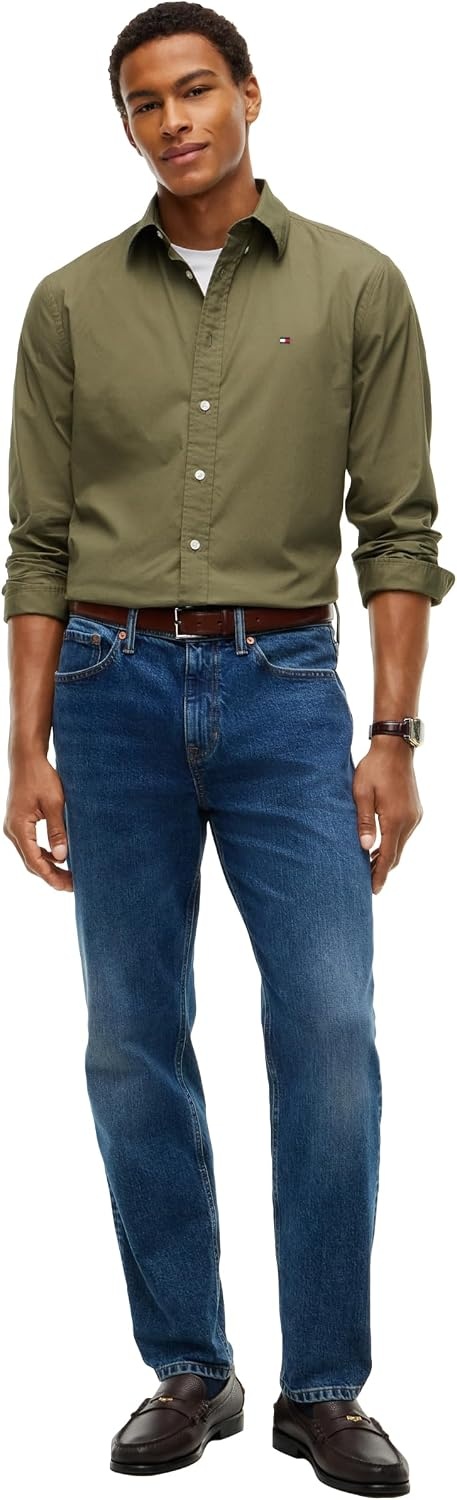 image:imageTommy Hilfiger Mens Long Sleeve Poplin Shirts in Regular Fit Mens Button Down Shirts Also Available in Big and TallGhost Fern