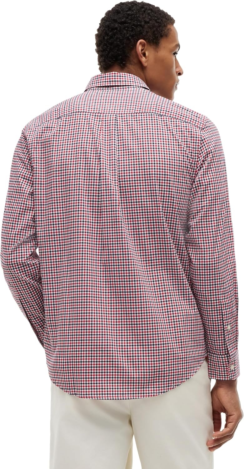 image:imageTommy Hilfiger Mens Long Sleeve Poplin Shirts in Regular Fit Mens Button Down Shirts Also Available in Big and TallMedium Red Rwb Check