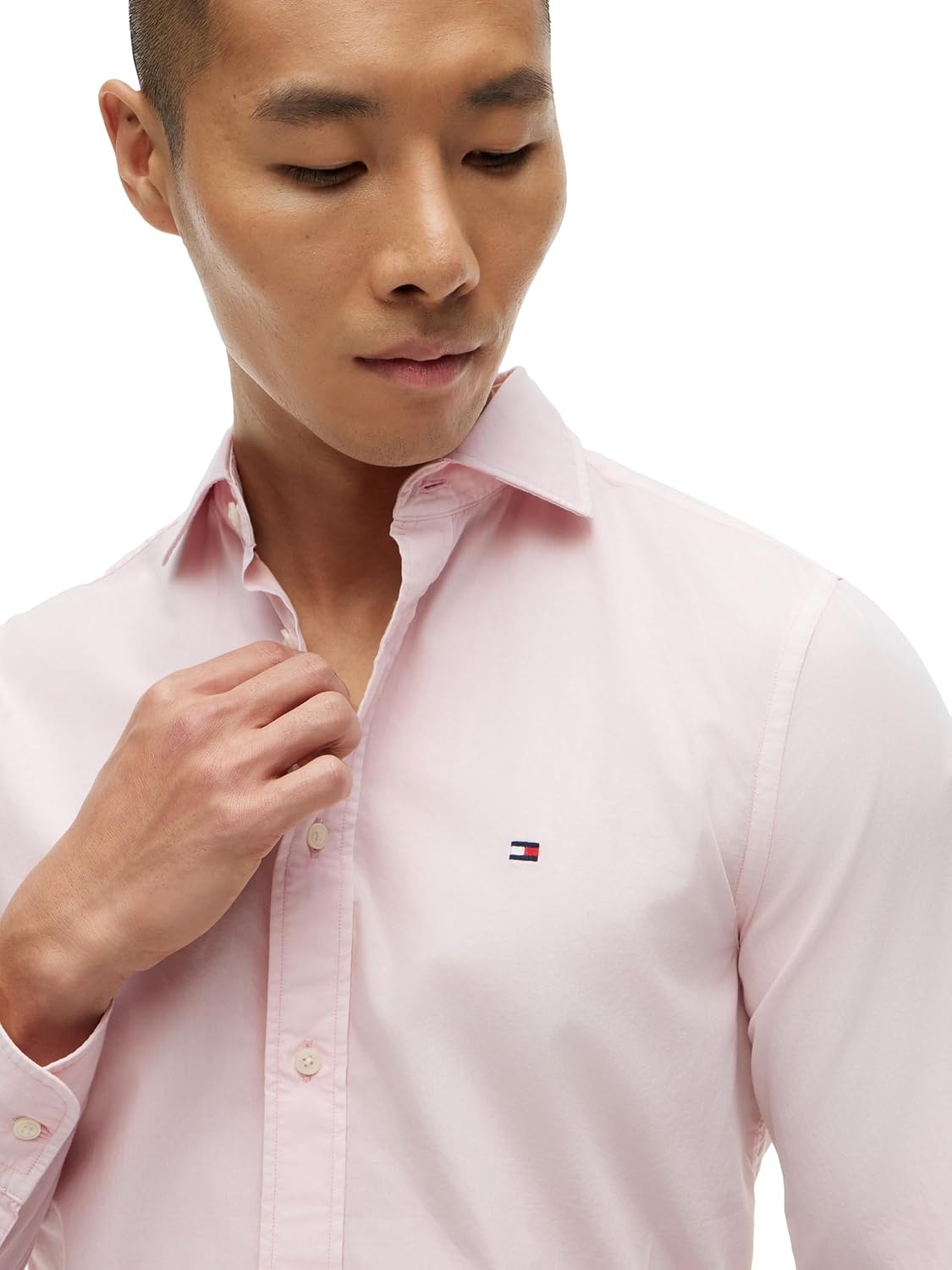 image:imageTommy Hilfiger Mens Long Sleeve Poplin Shirts in Regular Fit Mens Button Down Shirts Also Available in Big and TallPink Lily Solid