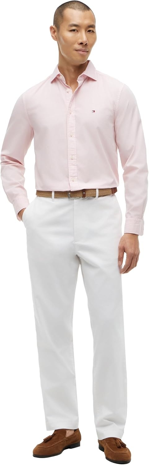image:imageTommy Hilfiger Mens Long Sleeve Poplin Shirts in Regular Fit Mens Button Down Shirts Also Available in Big and TallPink Lily Solid