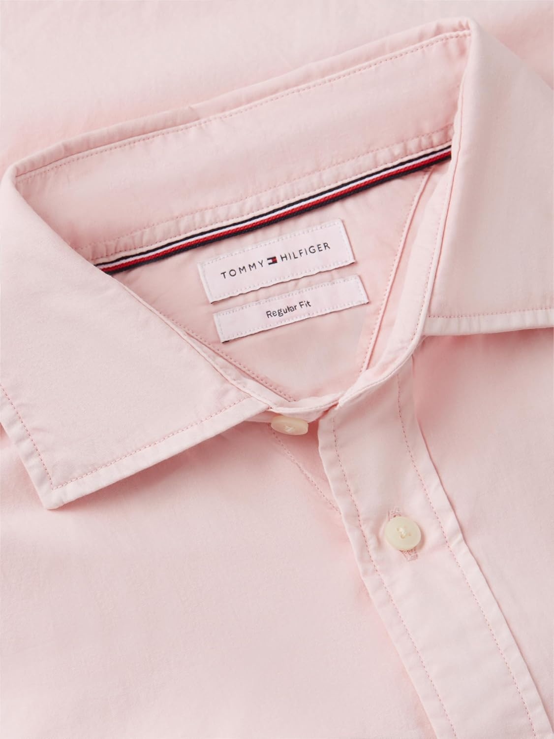 image:imageTommy Hilfiger Mens Long Sleeve Poplin Shirts in Regular Fit Mens Button Down Shirts Also Available in Big and TallPink Lily Solid