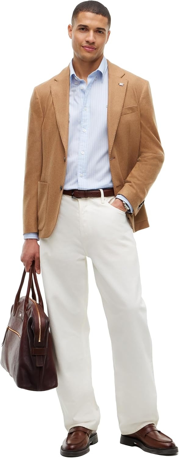 image:imageTommy Hilfiger Mens Long Sleeve Poplin Shirts in Regular Fit Mens Button Down Shirts Also Available in Big and TallShirt Blue Stripe