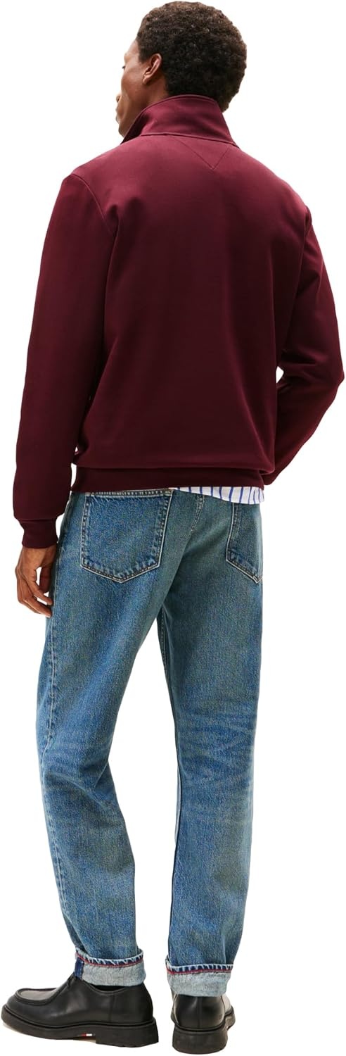 image:imageTommy Hilfiger Mens Medium Weight 14 Zip SweatshirtDeep Burgundy