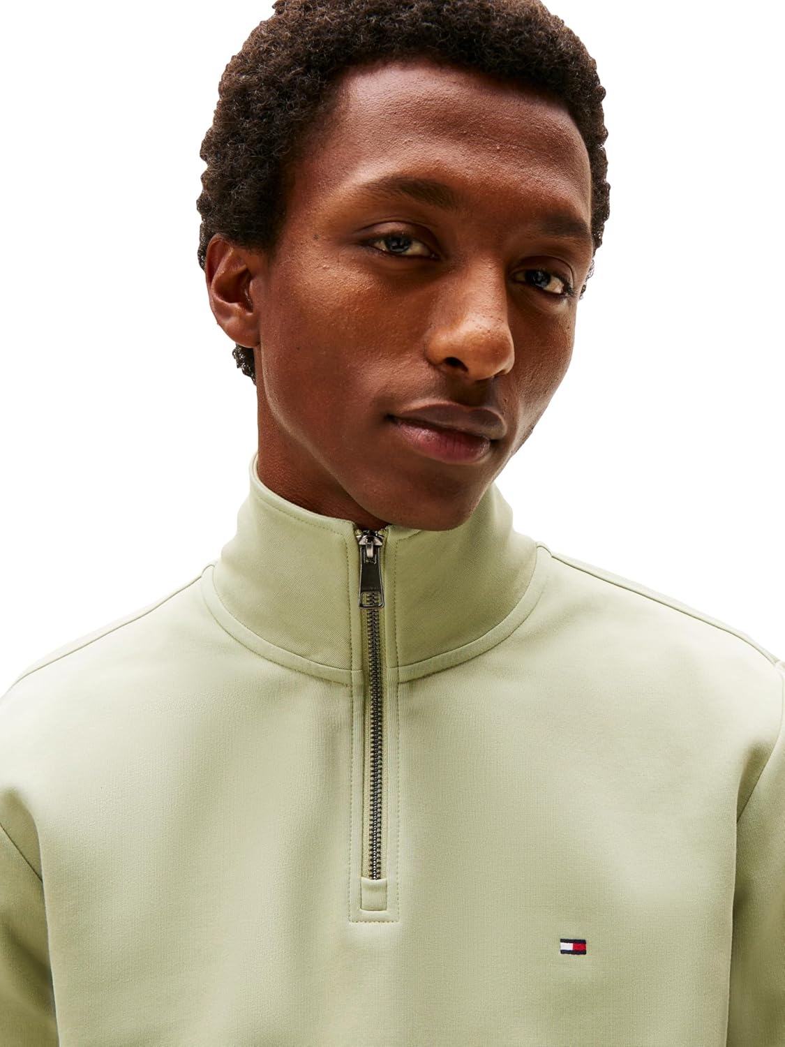 image:imageTommy Hilfiger Mens Medium Weight 14 Zip SweatshirtEarth Sage