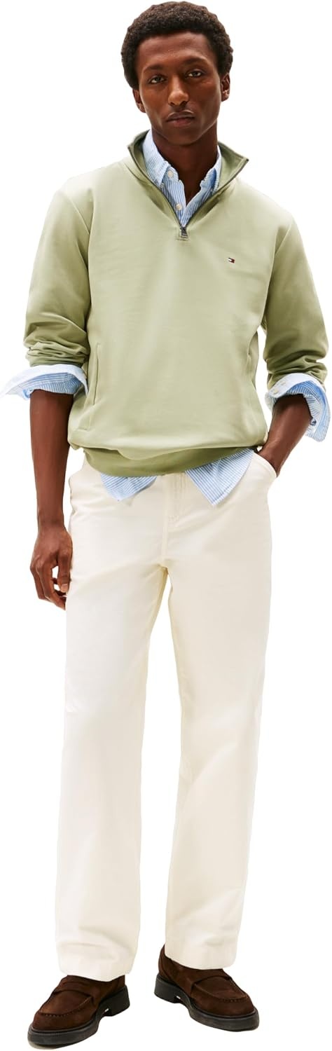 image:imageTommy Hilfiger Mens Medium Weight 14 Zip SweatshirtEarth Sage