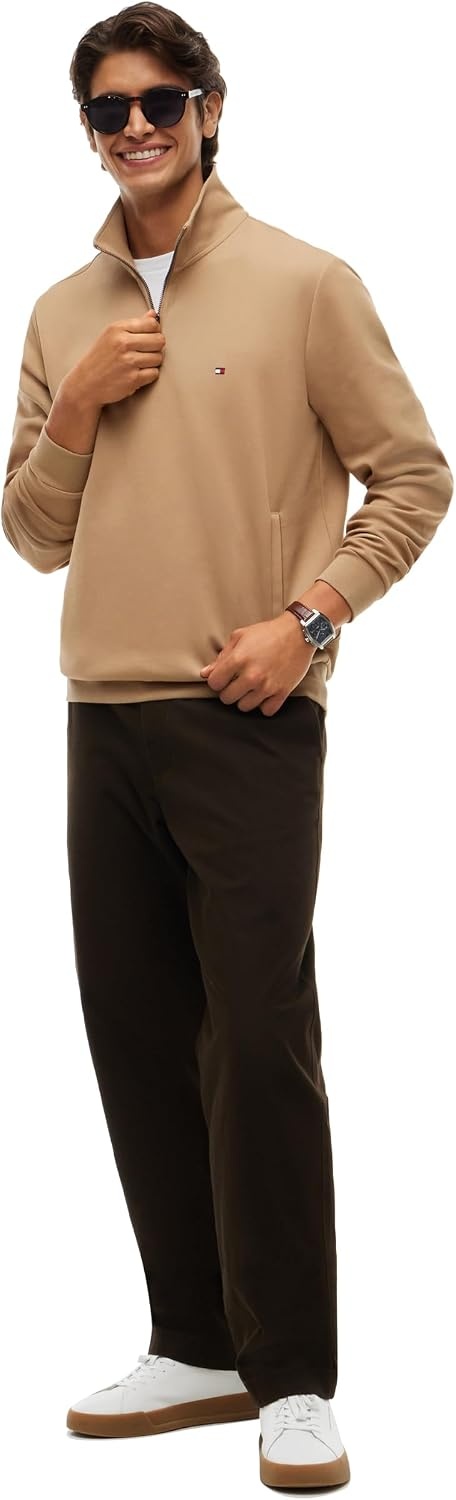 image:imageTommy Hilfiger Mens Medium Weight 14 Zip SweatshirtSafari Canvas