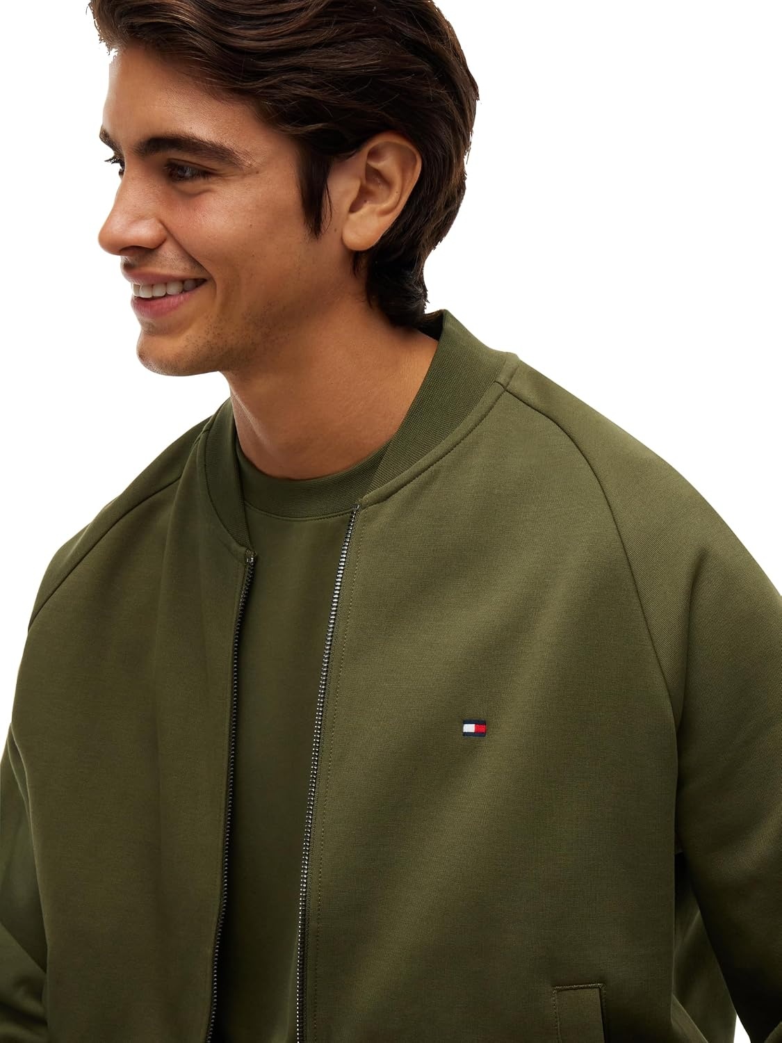 image:imageTommy Hilfiger Mens Medium Weight Cotton Zip Through Bomber SweatshirtHuntsman Green