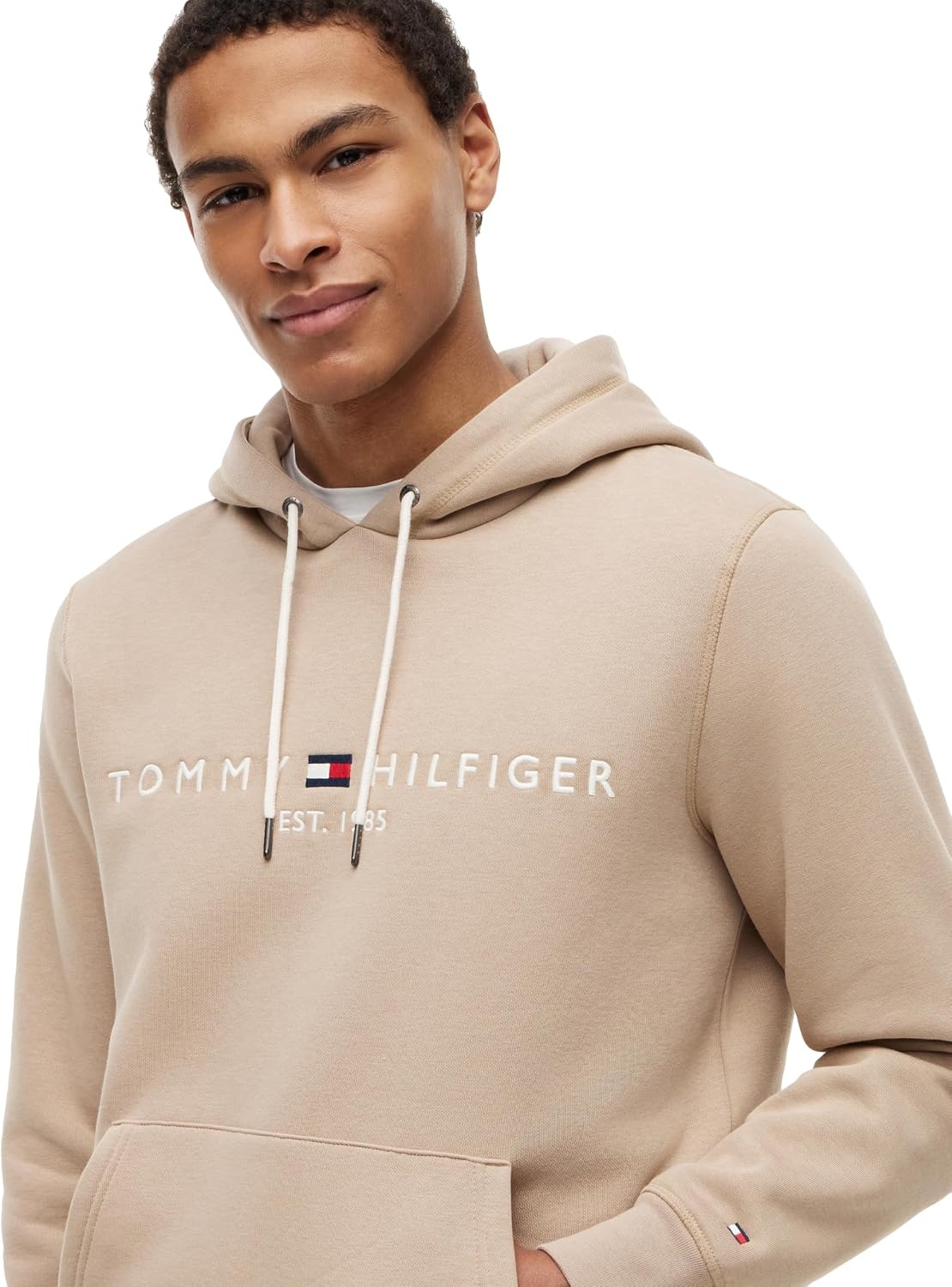 image:imageTommy Hilfiger Mens Medium Weight Fleece Hoodie Sweatshirt With Embroidered Logo Also Available in Big amp TallBatique Khaki