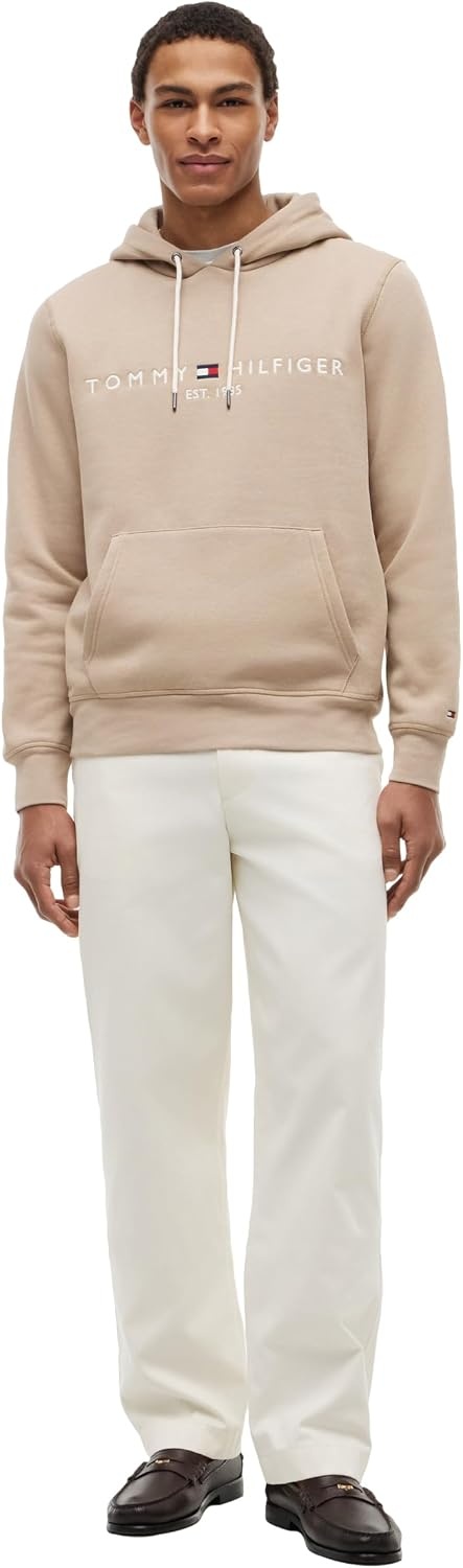 image:imageTommy Hilfiger Mens Medium Weight Fleece Hoodie Sweatshirt With Embroidered Logo Also Available in Big amp TallBatique Khaki