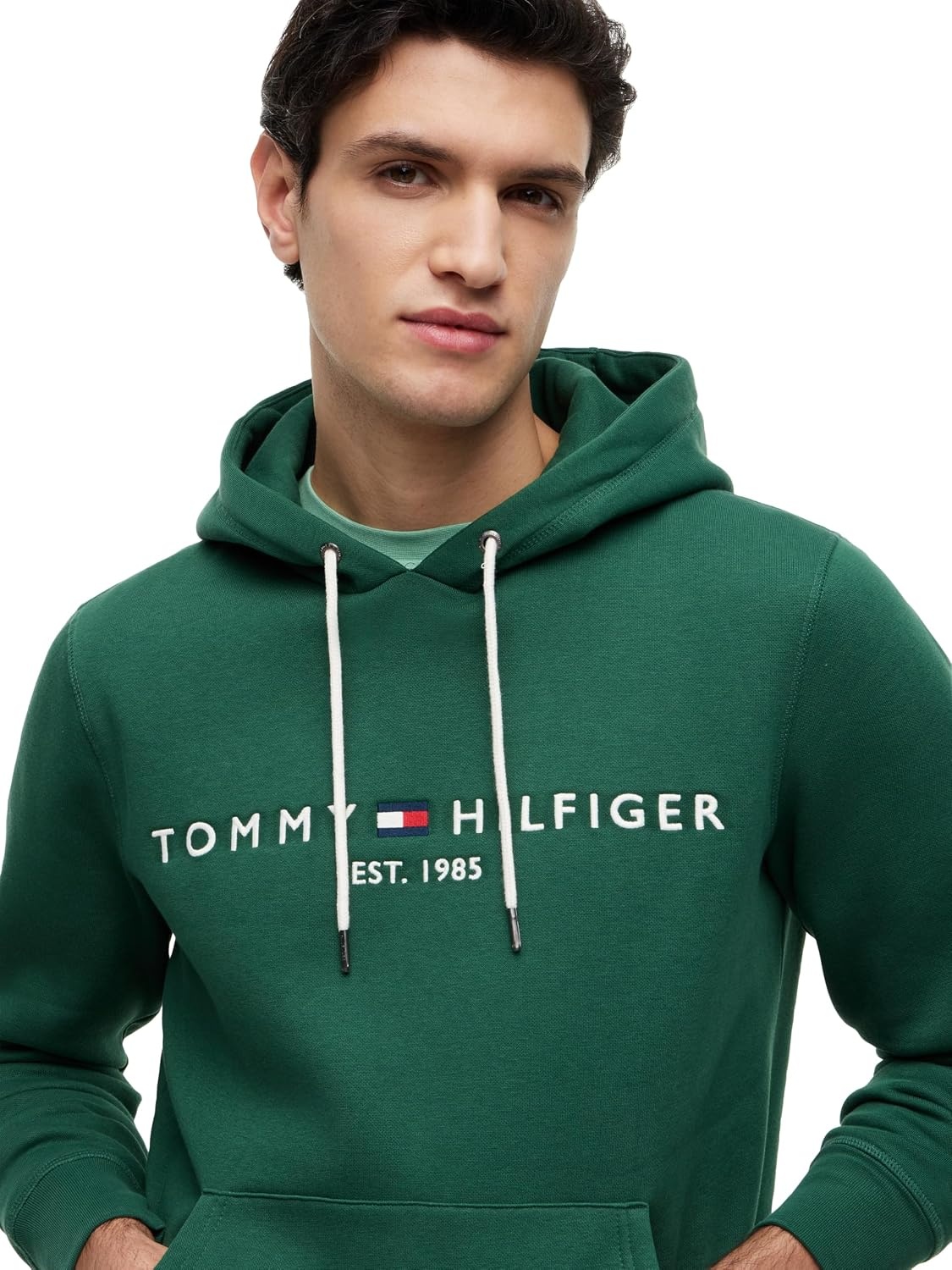 image:imageTommy Hilfiger Mens Medium Weight Fleece Hoodie Sweatshirt With Embroidered Logo Also Available in Big amp TallStreet Green