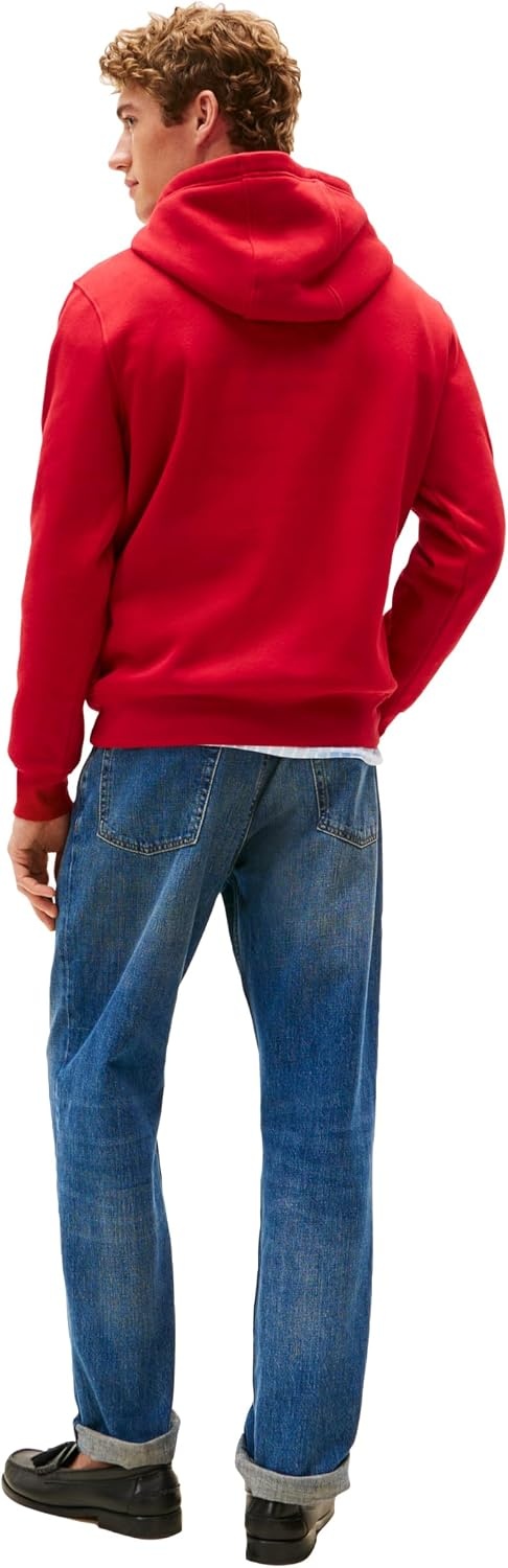image:imageTommy Hilfiger Mens Medium Weight Fleece Hoodie Sweatshirt With Signature Stripe LogoMedium Red
